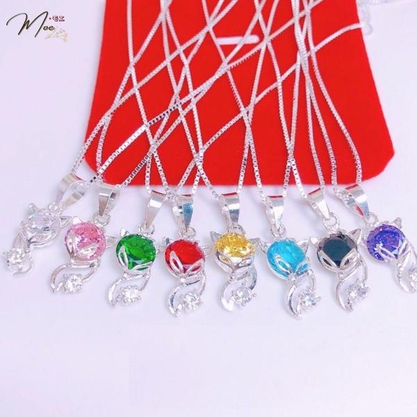 D49 - Dây chuyền hồ ly pha lê đá màu