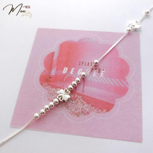 LC6 - Lắc chân cỏ 4 lá bi bạc (3 lá)