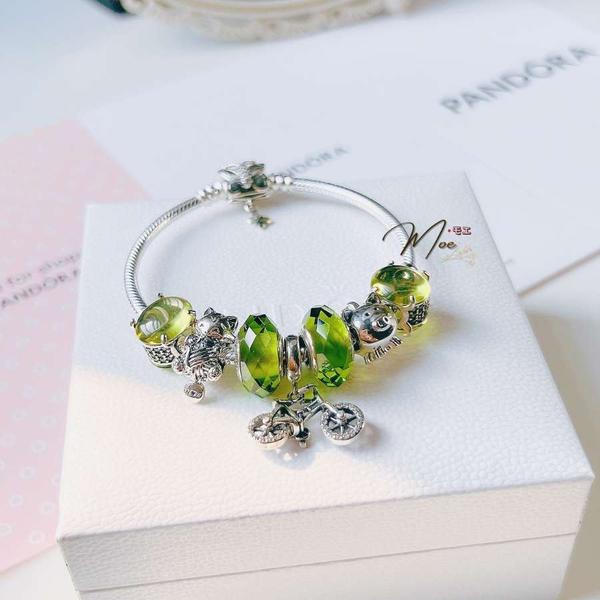 LT190 - Vòng pandora xanh ngọc lục bảo kí ức tuổi thơ