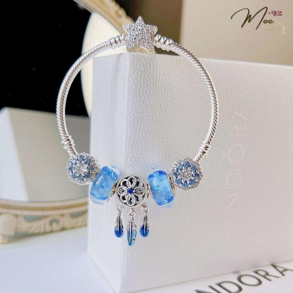 LT193 - Vòng pandora xanh lam dreamcatcher