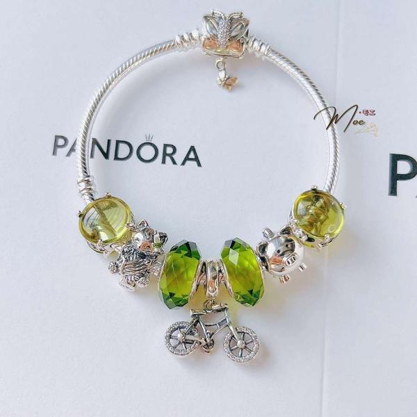 LT190 - Vòng pandora xanh ngọc lục bảo kí ức tuổi thơ