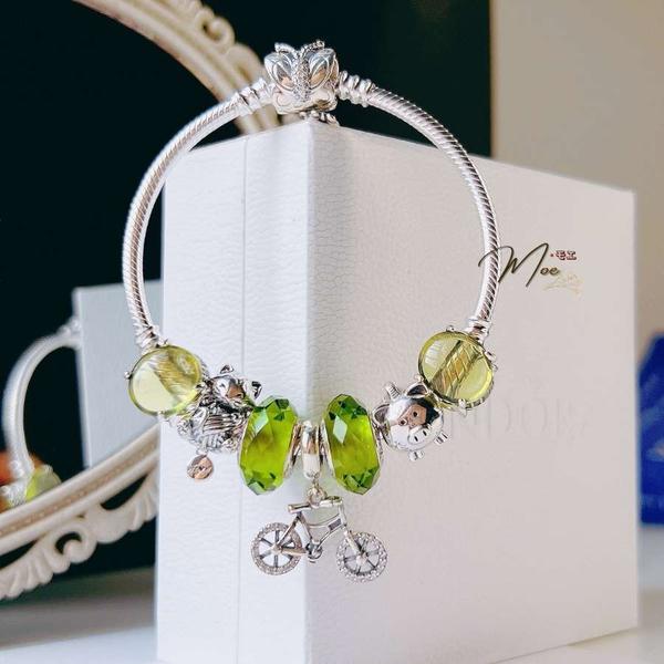 LT190 - Vòng pandora xanh ngọc lục bảo kí ức tuổi thơ