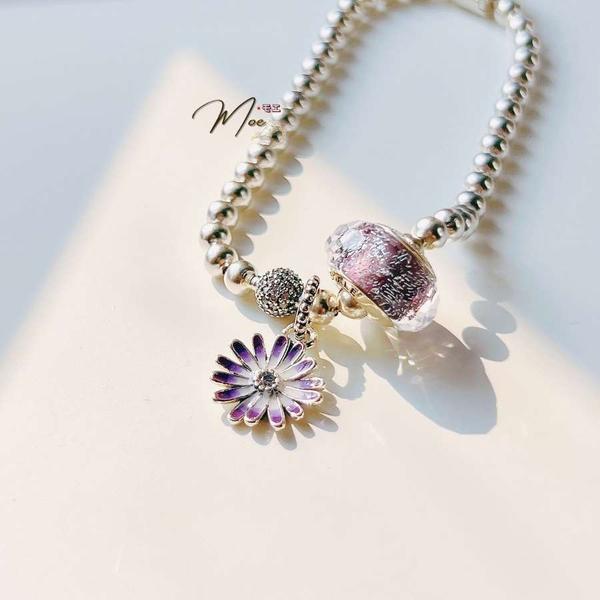 LT186 - Vòng pandora hoa cúc tím