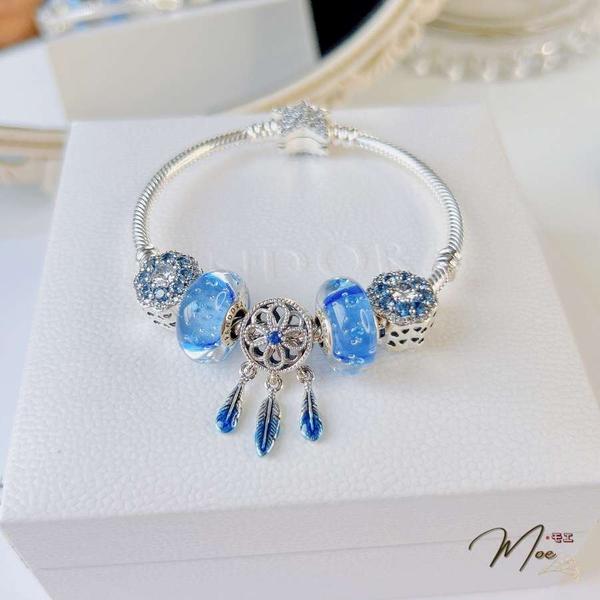 LT193 - Vòng pandora xanh lam dreamcatcher