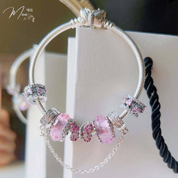 LT194 - Vòng pandora hồng bướm xuân