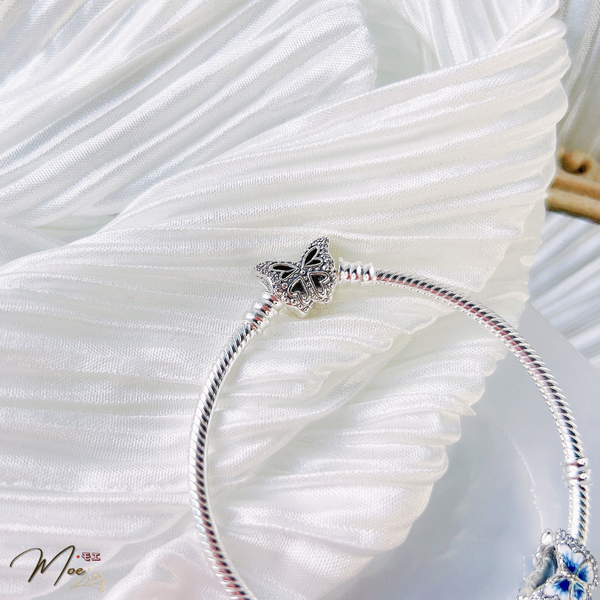 LT195 - Vòng pandora xanh bông tuyết bướm điệu đà