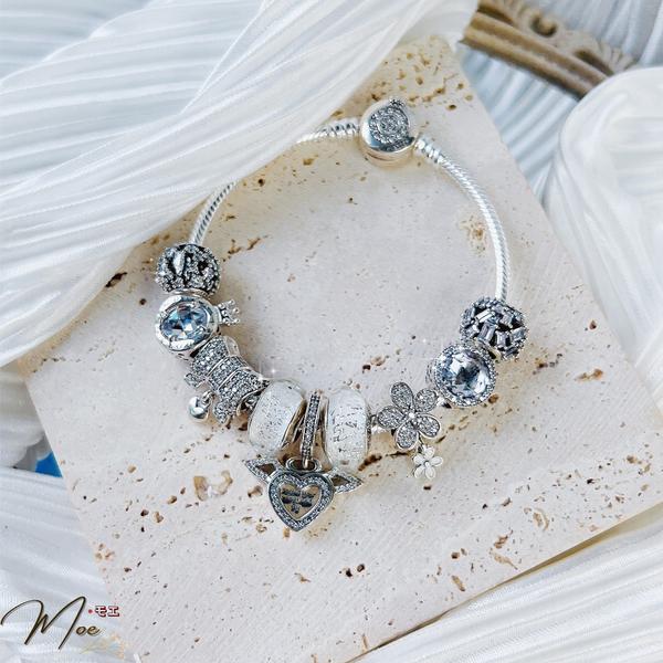 LT201 - Vòng pandora trắng trái tim ngọt ngào