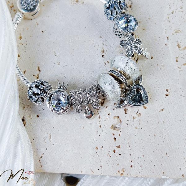 LT201 - Vòng pandora trắng trái tim ngọt ngào