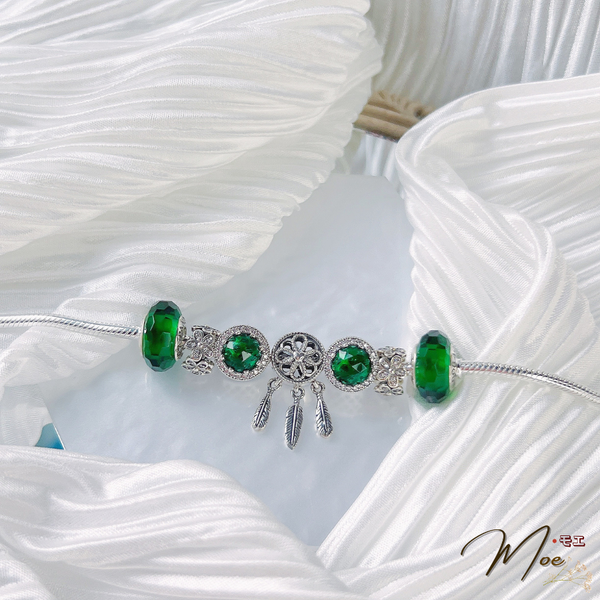 LT202 - Vòng pandora dream catcher xanh ngọc bích mơ mộng