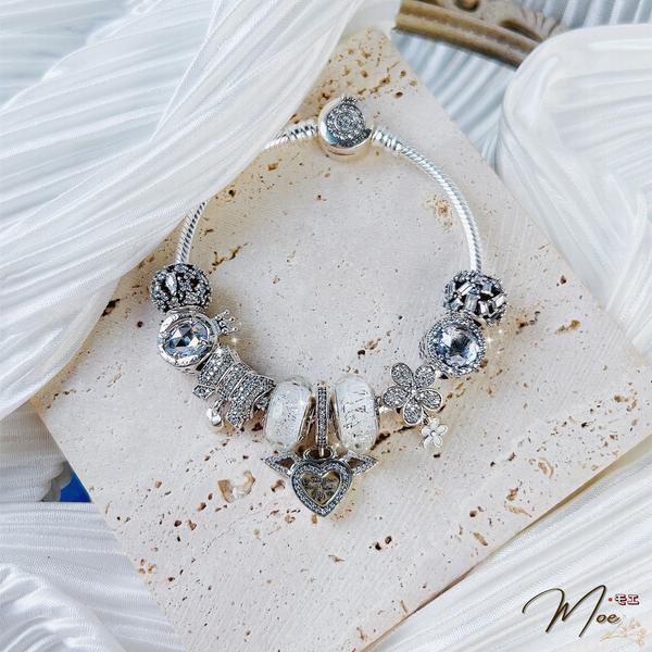 LT201 - Vòng pandora trắng trái tim ngọt ngào