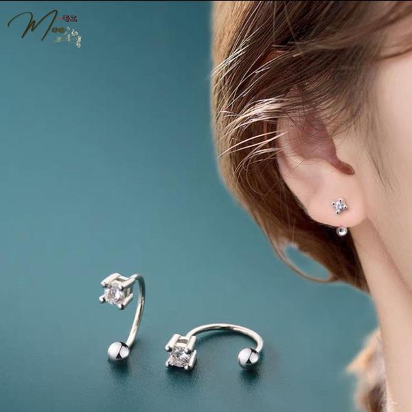 K181 - Khuyên tai móc ren bi đá nhỏ