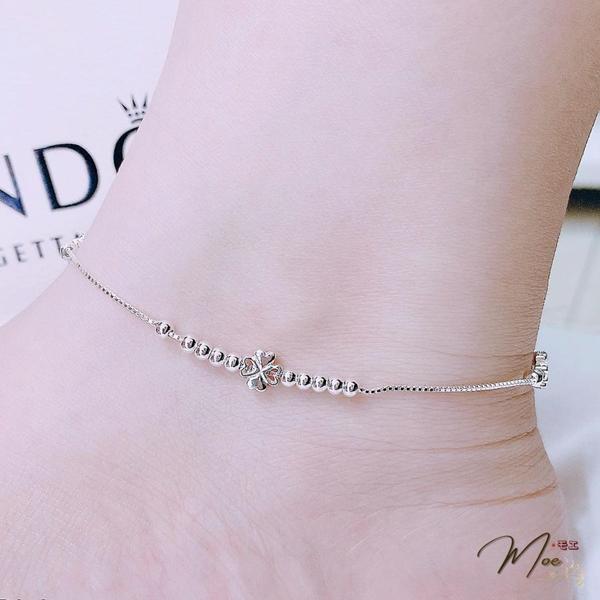 LC6 - Lắc chân cỏ 4 lá bi bạc (3 lá)