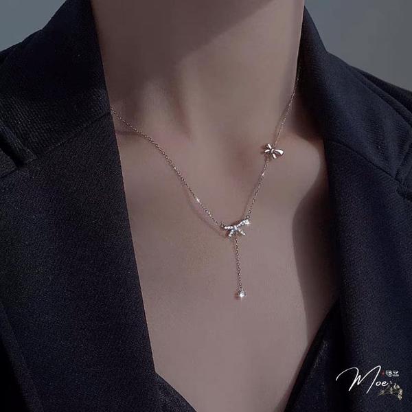 D128- Dây chuyền nơ đôi pha lê rơi