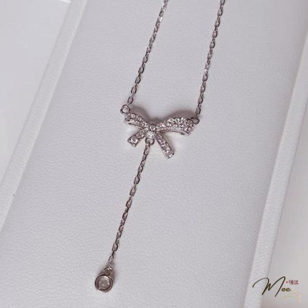 D128- Dây chuyền nơ đôi pha lê rơi