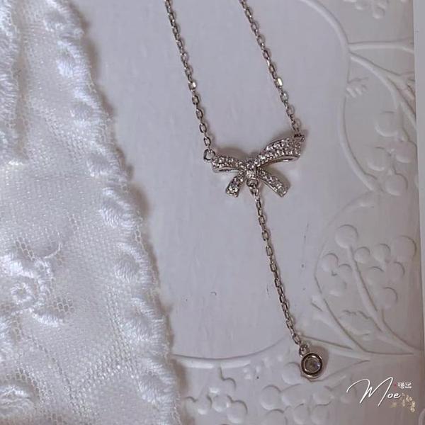 D128- Dây chuyền nơ đôi pha lê rơi