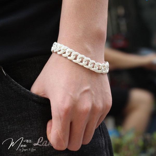 MT10 - Lắc tay nam Cuban dáng tròn kim cương (9c)