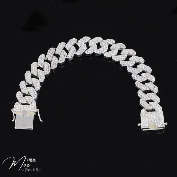 MT9 - Lắc tay nam Cuban dáng vuông kim cương (9c)