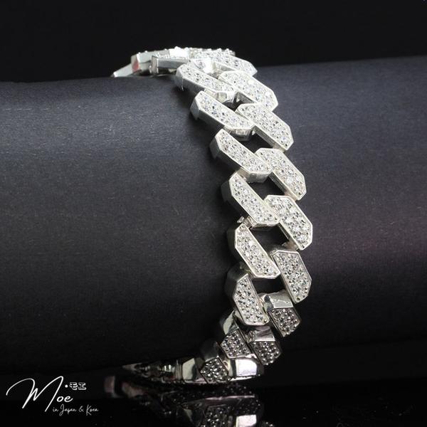 MT9 - Lắc tay nam Cuban dáng vuông kim cương (9c)