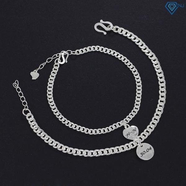 ĐT28 - Lắc tay đôi họng xích trơn khắc tên theo yêu cầu