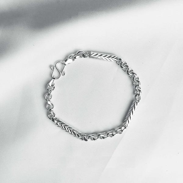 MT11 - Lắc tay nam ống đốt mix xích bạc thanh lịch (3c)