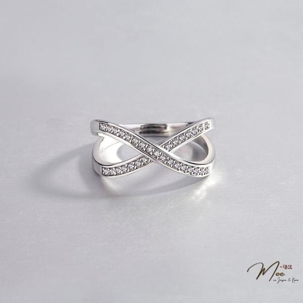 N132 - Nhẫn chữ X viền đá freesize cá tính