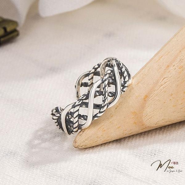 N126 - Nhẫn vặn thừng kép xoắn sơn đen freesize