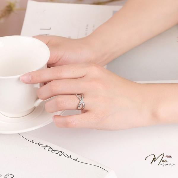 N132 - Nhẫn chữ X viền đá freesize cá tính