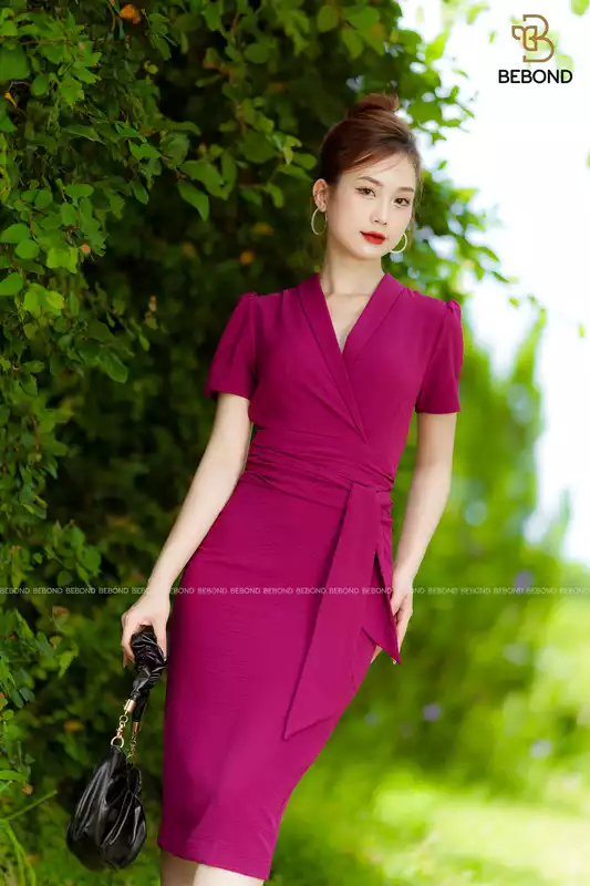 Đầm cổ V cách điệu màu HOA MƯỜI GIỜ - Tina Dress