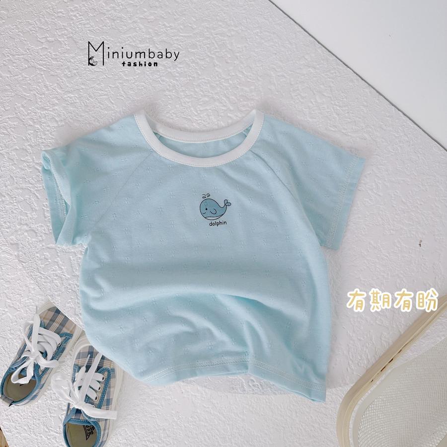 A1428- bộ cộc tay phối viền cổ in thỏ, lơn, cá, gấu xanh