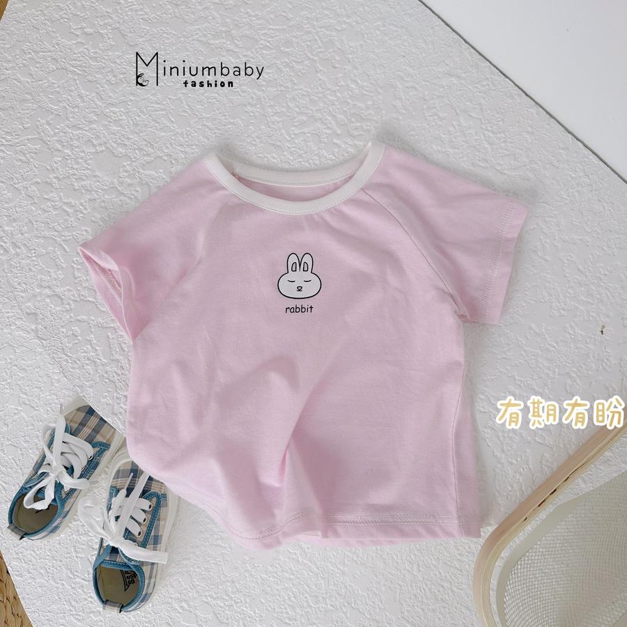 A1428- bộ cộc tay phối viền cổ in thỏ, lơn, cá, gấu hồng