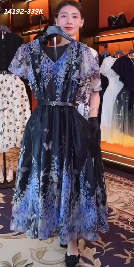 14192-Đầm xòe cổ tim tay tiên in chân hoa cách điệu (voan, lót)_thumbnail_2