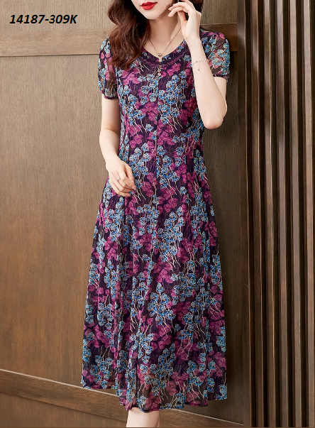 14187-Đầm suông A cổ tim in họa tiết hoa(voan,lót)_thumbnail_1