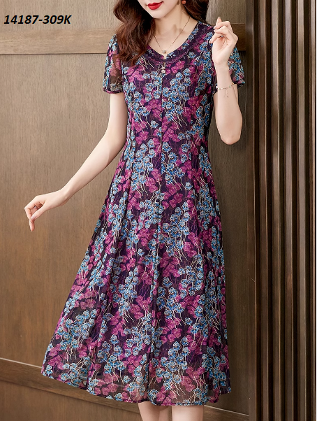 14187-Đầm suông A cổ tim in họa tiết hoa(voan,lót)_thumbnail_0
