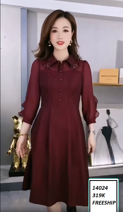 14024-Đầm xòe tay dài cổ sơ mi kết hoa (voan)FREESHIP_thumbnail_1