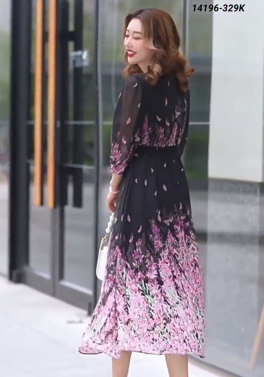 14196-Đầm voan hoa cổ tim tay lửng phồng cách điệu(voan,lót)_thumbnail_2