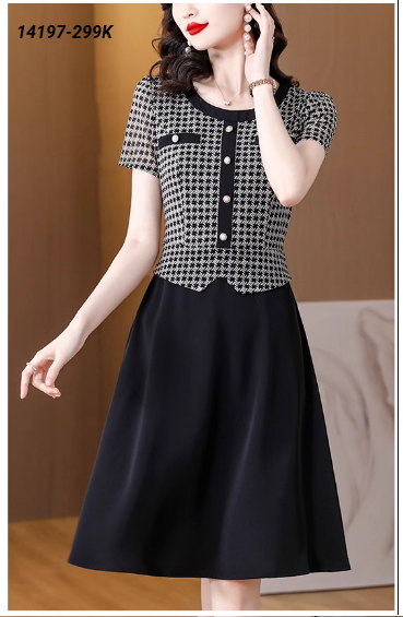 14197-Đầm suông peplum hoa sọc kết nút (thun lụa)_thumbnail_1