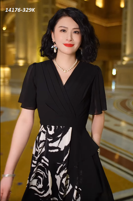 14176-Đầm xòe cổ V tay tiên vạt bèo cách điệu (voan, lót)_thumbnail_2