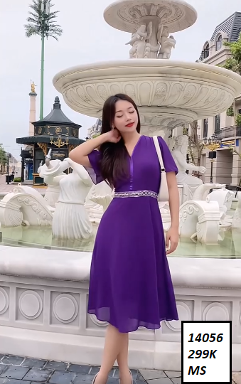 14056-Đầm voan xòe cổ tim eo nhấn viền phụ kiện ( voan, lót thun )FREESHIP_thumbnail_0