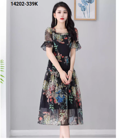 14202-Đầm voan hoa cổ vuông nhấn viền tầng (voan, lót)_thumbnail_1