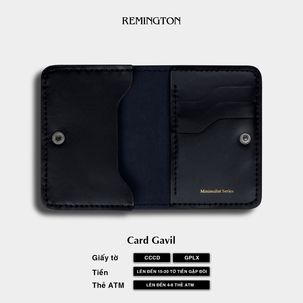 Ví nam mini nhỏ gọn CARD GAVIL thiết kế ngăn gợn sóng chất liệu da nappa thượng hạng thương hiệu REMINGTON_thumbnail_1