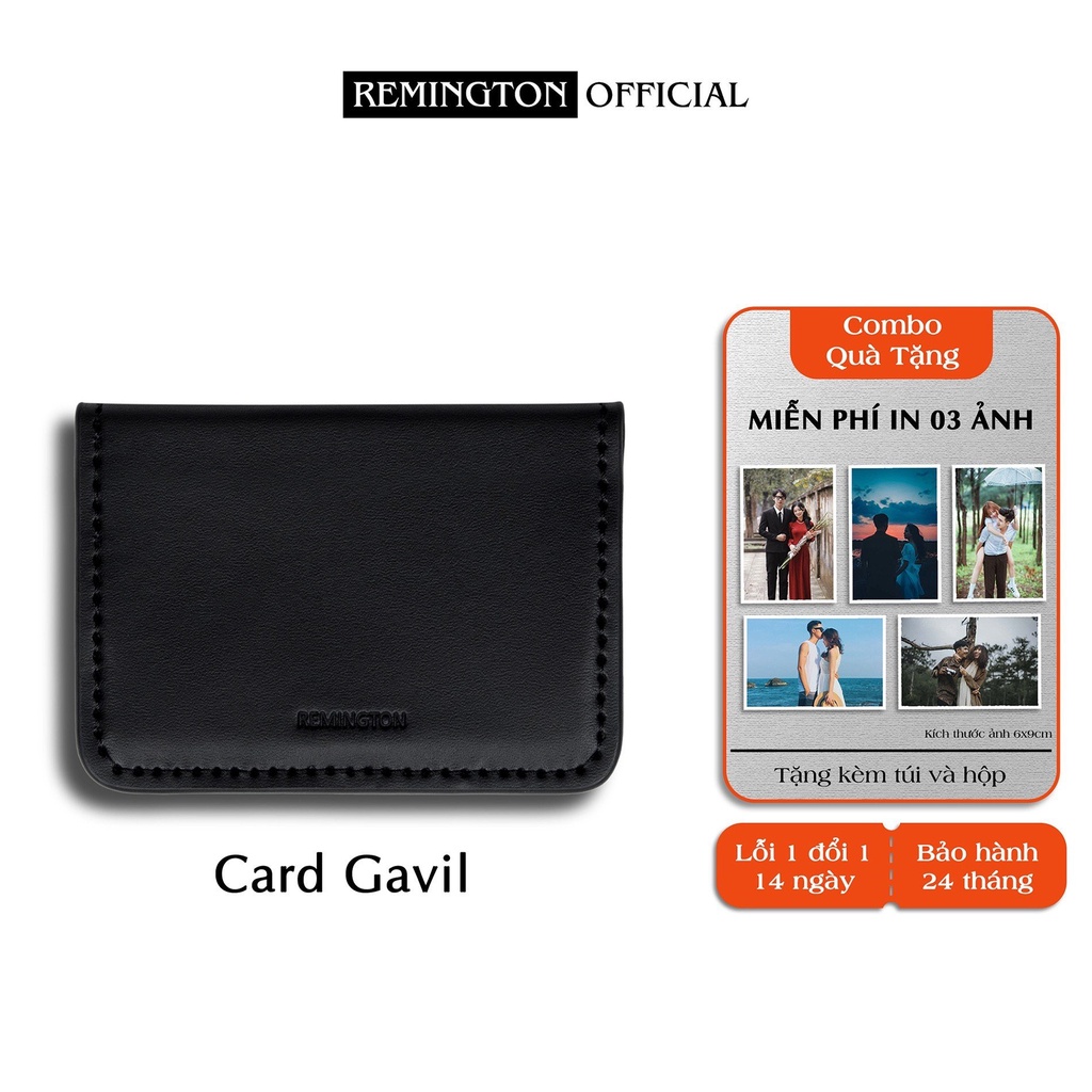 Ví nam mini nhỏ gọn CARD GAVIL thiết kế ngăn gợn sóng chất liệu da nappa thượng hạng thương hiệu REMINGTON