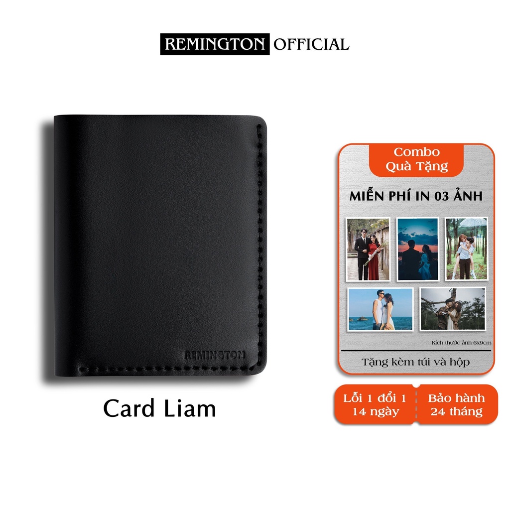 Ví nam đứng cao cấp Remington - Card Liam làm từ da bò mastroto thiết kế tối giản, phù hợp làm quà tặng cho người thân