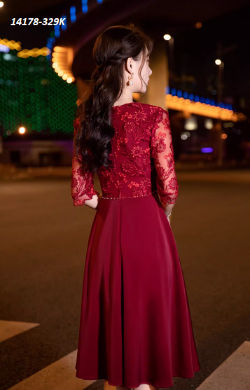 14178-Đầm xòe tay lở phối ren cổ tim cách điệu( ren, thun)_thumbnail_2