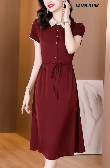14185-Đầm suông cổ bẻ kết nút, eo rút dây (lụa)_thumbnail_0