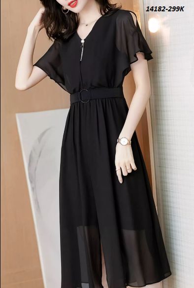 14182-Đầm voan xòe tay tiên, tà xẻ cách điệu (voan, lót)_thumbnail_3