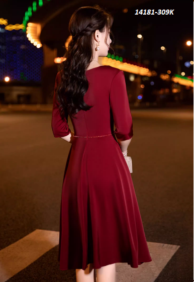14181-Đầm xòe tay lở cổ tròn kết viền hạt (lụa nhung)_thumbnail_2