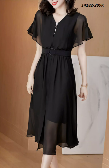 14182-Đầm voan xòe tay tiên, tà xẻ cách điệu (voan, lót)_thumbnail_0