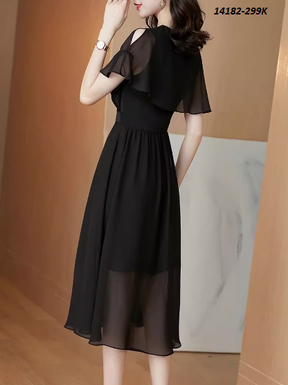 14182-Đầm voan xòe tay tiên, tà xẻ cách điệu (voan, lót)_thumbnail_1