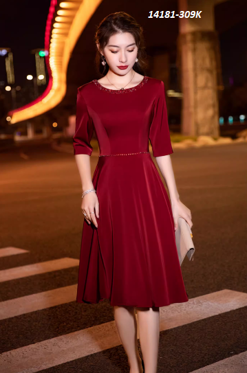 14181-Đầm xòe tay lở cổ tròn kết viền hạt (lụa nhung)_thumbnail_0