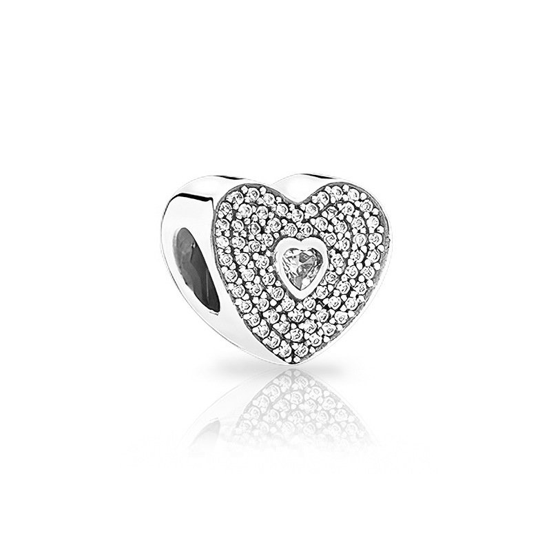 CL101 - Charm lẻ trái tim đá trắng viền full đá